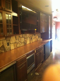 Stone work behind Bar